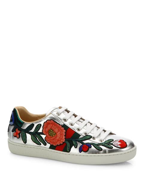 gucci ace embroidered flower